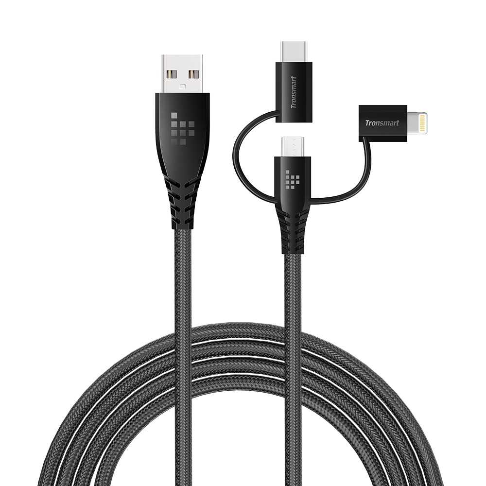 Tronsmart 3-in-1 Micro USB, Type C and Lightning Cable